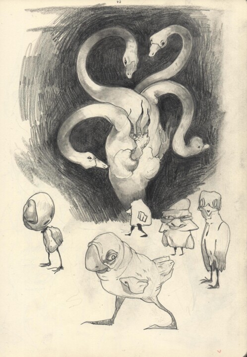 «The Swan King» 图画, 11.4x8.3 in