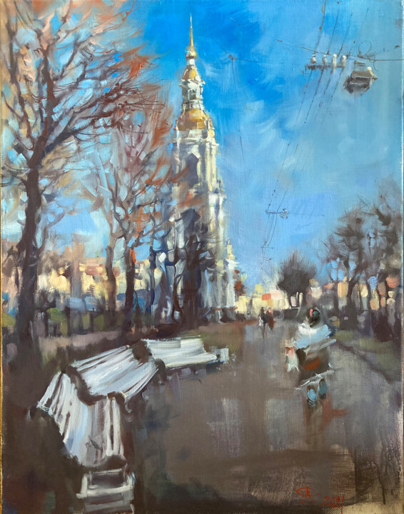 Spring at St. Nicholas Cathedral 绘画, 27.6x21.7 in