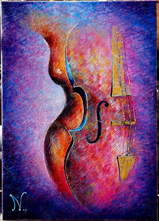 Naked double bass Painting, 27.6x19.7 in