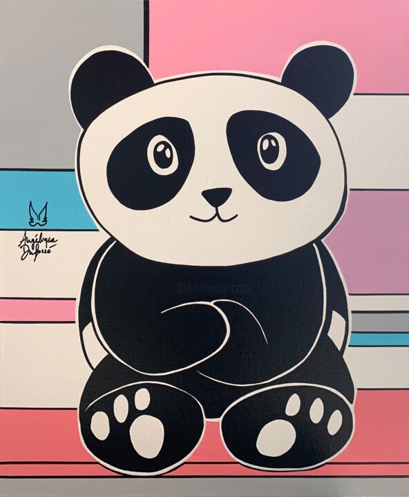Panda Doudou Câlin 绘画, 25.6x21.3 in