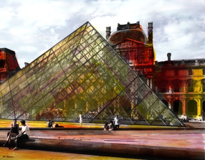 Prenten & gravures getiteld "louvre -24c" door Patrick Ceron, Origineel Kunstwerk, Digitale fotografie Gemonteerd op Frame v…
