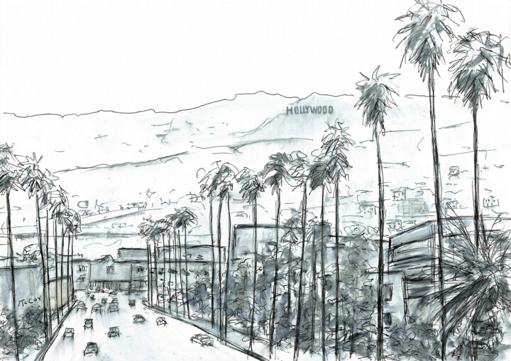 Route 66, Hollywood California 图画, 8.3x11.8 in