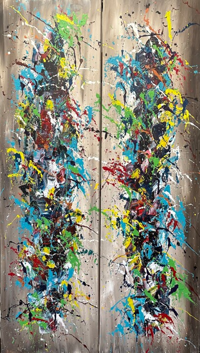 Colorful abstract- Two panels 绘画, 55.1x31.5 in