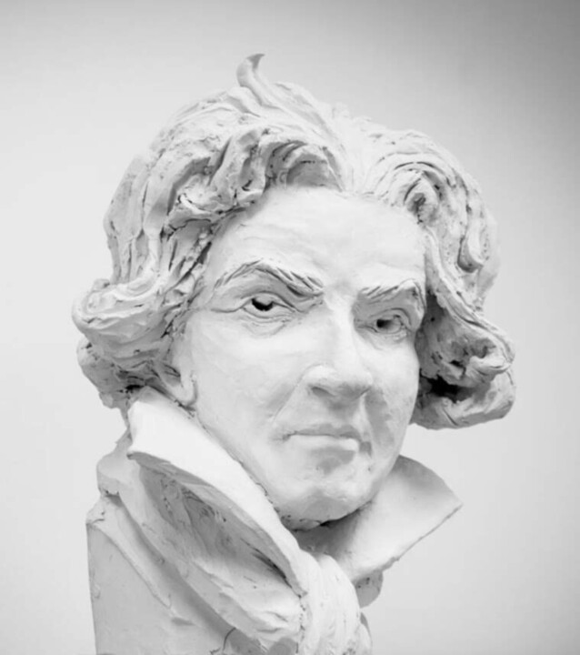 Beethoven 雕塑, 12.6x11.8 in
