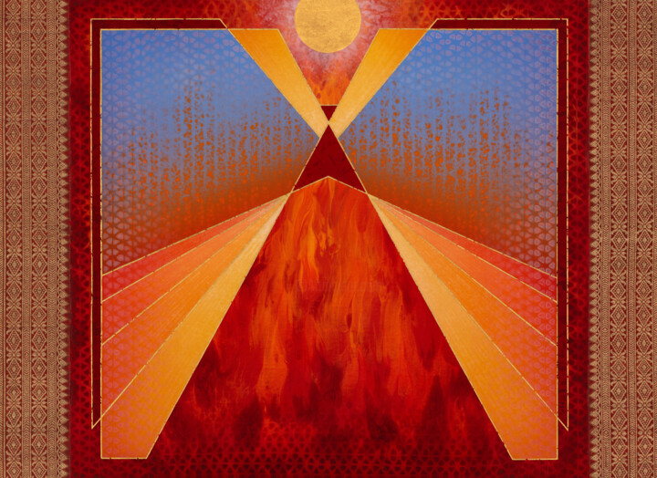 Third Body (Kosha) and the Element Fire Painting, 15.8x21.7 in