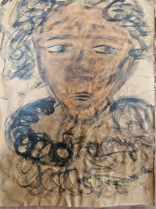 Peinture intitulée "une femme dans sa s…" par Nancy Krief, Œuvre d'art originale, Encre