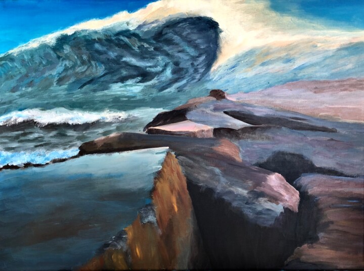 Une vague impressionnante 绘画, 21.3x28.7 in