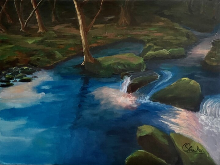 Rivière et forêt 绘画, 21.3x28.7 in