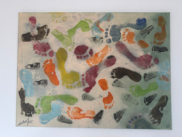 Painting titled "Acrylique sur toile…" by Christopher Leibundguth, Original Artwork, Acrylic Mounted on Wood Stretcher frame