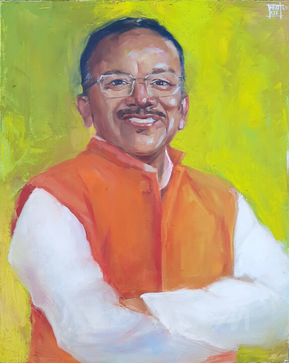 Portrait of laxmikant Parsekar - 10th Chief Minister of Goa 绘画, 19.7x15.8 in