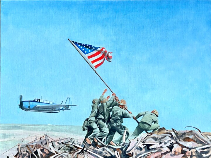 Ζωγραφική με τίτλο "Iwo Jima" από Arnaud Feuga, Αυθεντικά έργα τέχνης, Λάδι