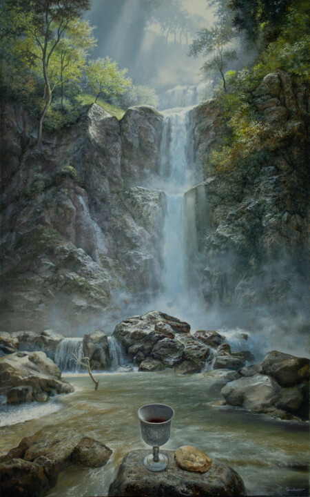 Painting titled "Чаша благословінь" by Kostiantyn Hudaiev, Original Artwork, Oil