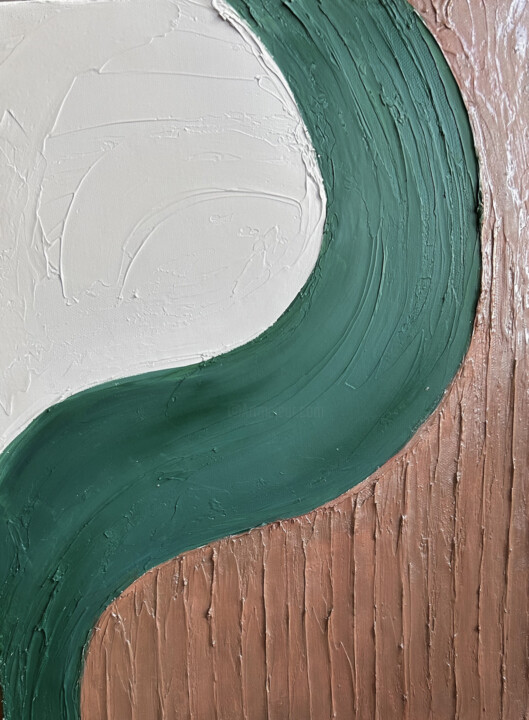 Painting titled "Abstraction with te…" by Anastasiia Iurzinova, Original Artwork, Oil Mounted on Wood Stretcher frame
