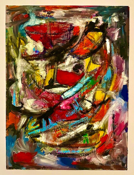 Peinture intitulée "Paradiddles" par Joel Montemagni (JOMO), Œuvre d'art originale, Craie