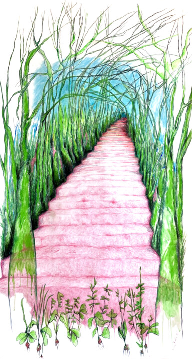 L'escalier de nulle part 图画, 66.9x36.2 in