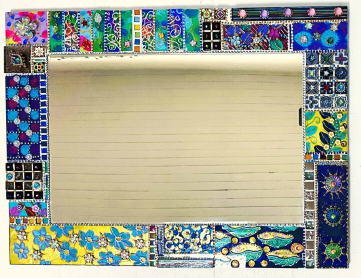 miroir mosaïque de verre "Savitha " 60 X 45 cm Design, 23.6x17.7 in