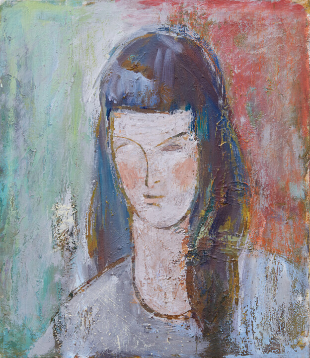 Pintura intitulada "Portrait of a Girl" por Zakhar Shevchuk, Obras de arte originais, Óleo Montado em Armação em madeira
