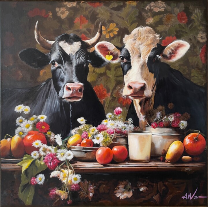 Matilde & Bruno Painting, 19.7x19.7 in