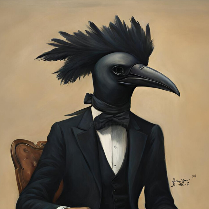 Crow Man 绘画, 40x40 in