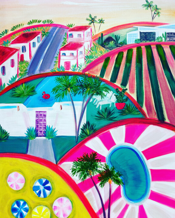 Les collines Palm Springs 绘画, 35.4x25.6 in