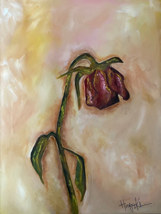 Painting titled "Wilting" by Hafsa Khan, Original Artwork, Oil