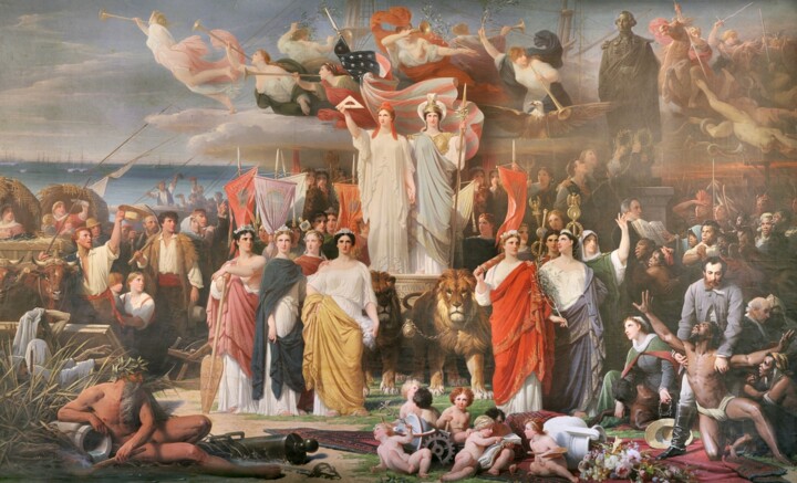 Le génie de l'Amérique 绘画, 216.1x353.9 in