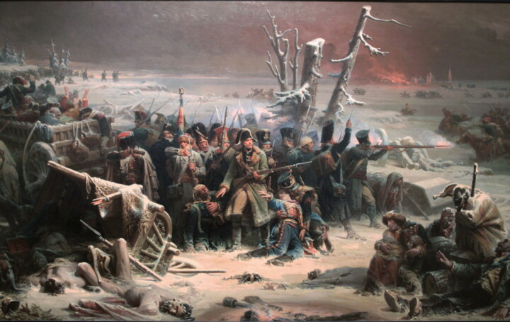 Le maréchal Ney soutient l'arrière-garde pendant la retraite 绘画, 70.8x118.5 in