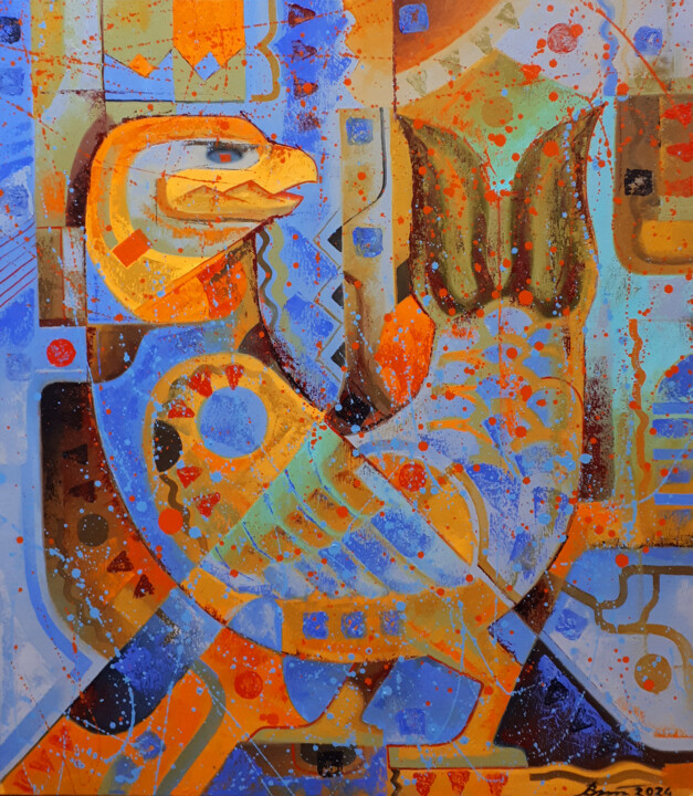 Fish de Bird 绘画, 31.5x27.6 in