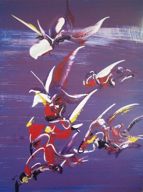 Painting titled "triangle" by Delphine Bernard, Original Artwork, Oil