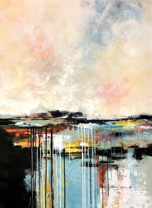 Peinture intitulée "Paysage semi abstra…" par Dam Domido, Œuvre d'art originale, Acrylique