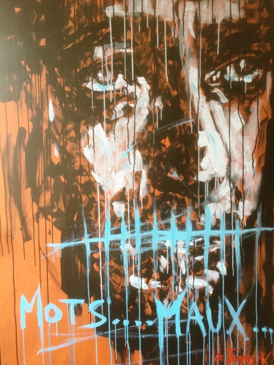 Peinture intitulée "Mots... Maux" par Gauthier Joyeux, Œuvre d'art originale, Acrylique