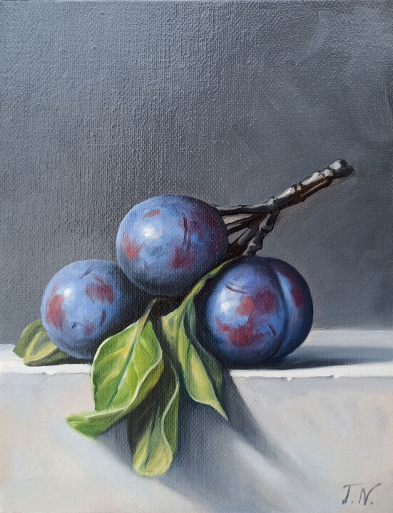 VELVET BLUEBERRIES 绘画, 9.5x7.1 in