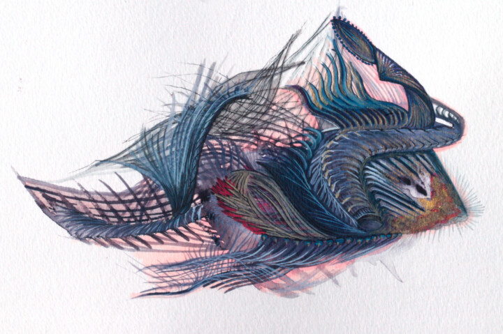 FISH 2 绘画, 6.7x9.8 in
