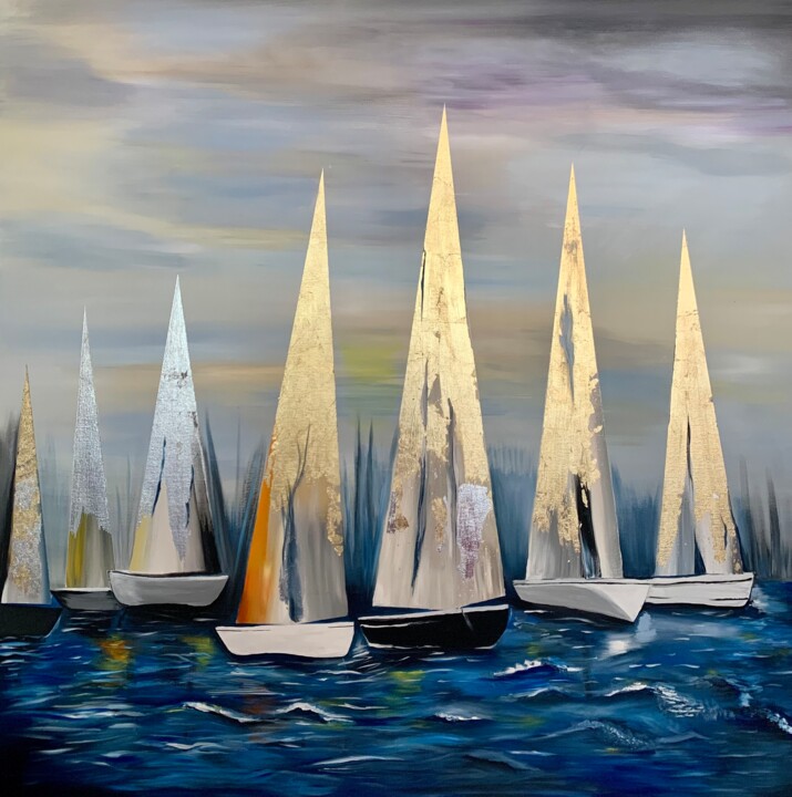 Racing boat 绘画, 47.2x47.2 in