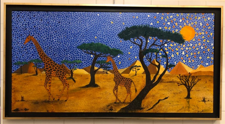 Mozahik Girafes ( Tenue de Soirée ) 绘画, 20.1x40.2 in