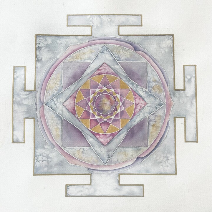 Painting titled "Venus Yantra" by Liliya Khomyakova (Artelida), Original Artwork, Watercolor