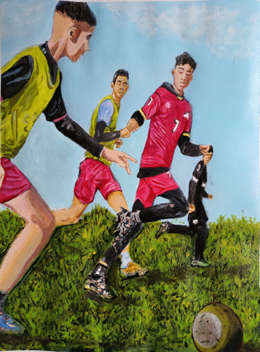 Pittura intitolato "Boys chasing dreams" da Daddy Noob, Opera d'arte originale, Acrilico