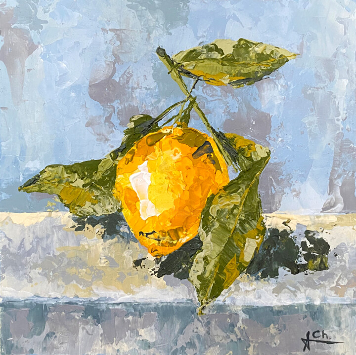 Sunlit Citrus 绘画, 7.9x7.9 in