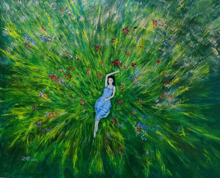 The smile of the summer prairie夏日草原的笑靥 绘画, 31.5x39.4 in