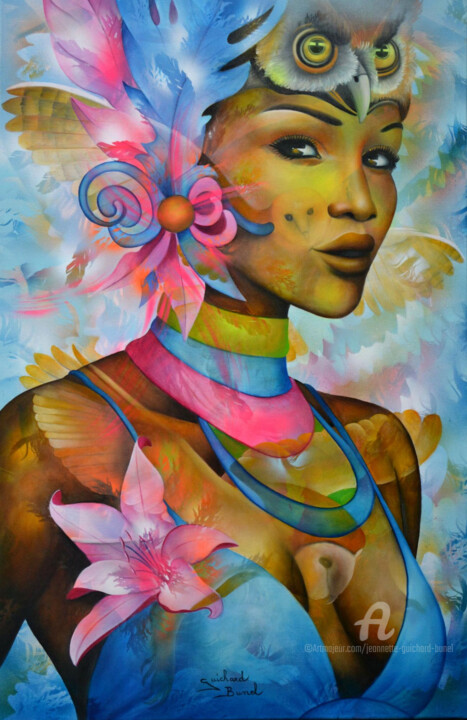 Peinture intitulée "Ifa" par Jeannette Guichard-Bunel, Œuvre d'art originale, Huile