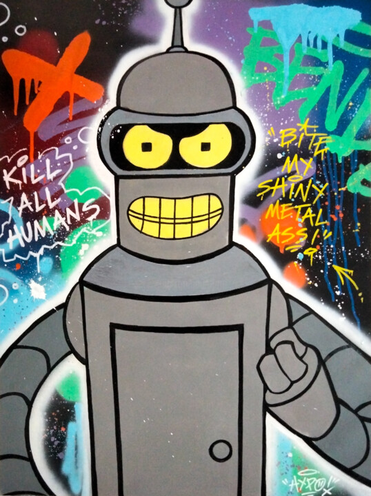 Bender - Kill all humans 绘画, 31.5x23.6 in