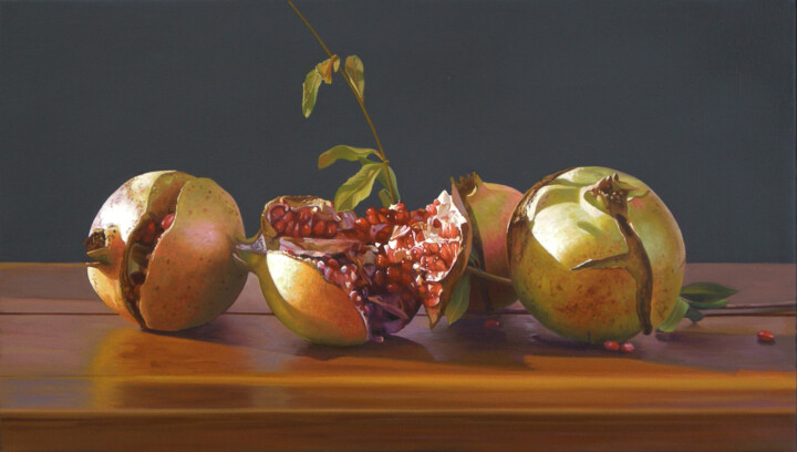 Painting titled "MELOGRANO CON FONDO…" by Francesco Capello, Original Artwork, Oil