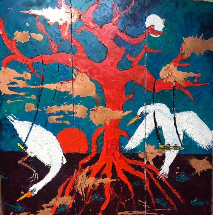 Cygnes sur balançoire 미술작품, 59.1x59.1 in