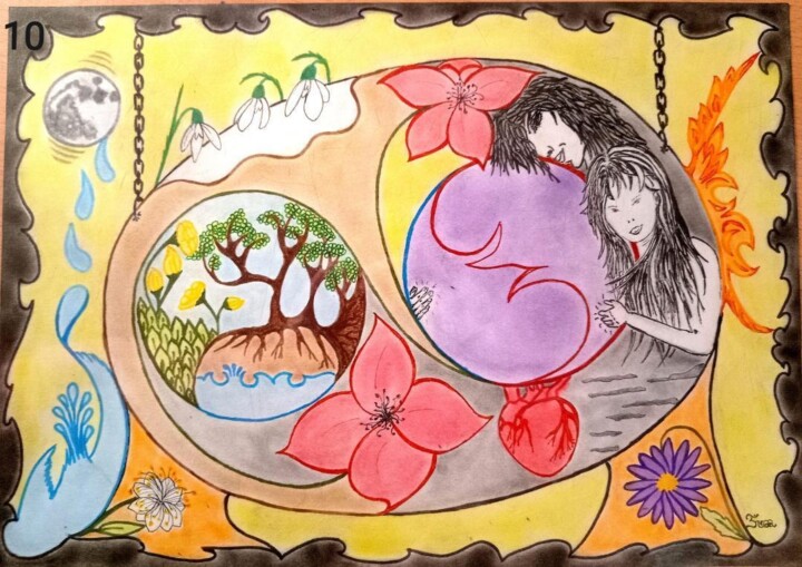 Amour et Création 图画, 8.3x11.8 in