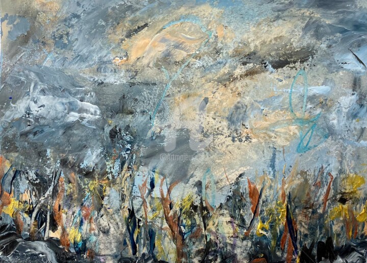 Peinture intitulée "Landes Automnales I" par Nathalie Morin, Œuvre d'art originale, Acrylique