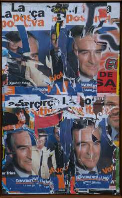 Kolaże zatytułowany „Barcelone, mars 2002” autorstwa Jacques Villeglé, Oryginalna praca