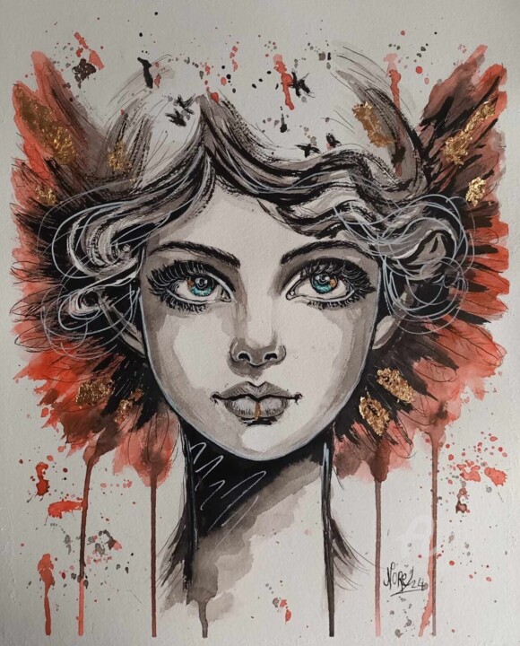 L'ange 绘画, 16.5x12.2 in