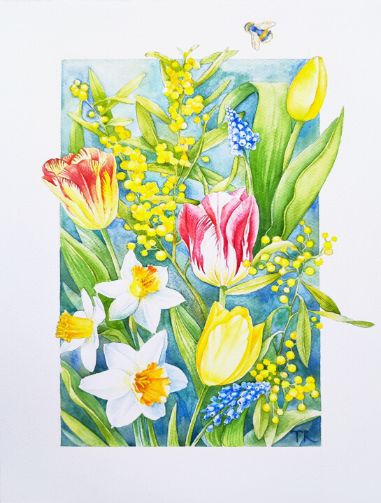 Spring Flowers Pittura, 16,5x11,7 in