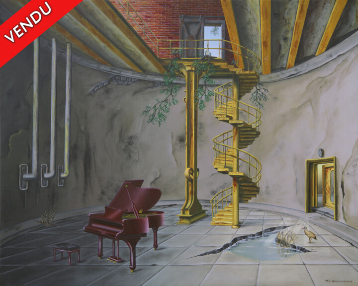 "Le dénouement (Sous…" başlıklı Tablo Thierry Van Quickenborne tarafından, Orijinal sanat, Petrol