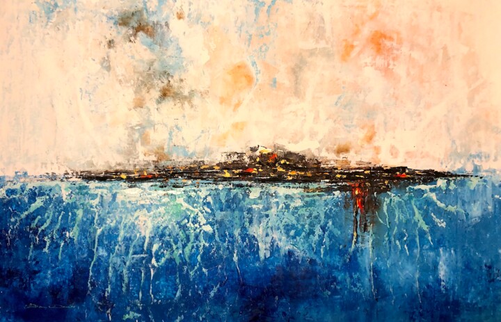 Peinture intitulée "Lagune" par Dam Domido, Œuvre d'art originale, Acrylique